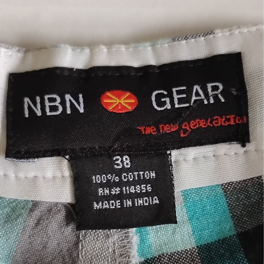 Vintage NBN Gear Men's Plaid Cotton Chino Shorts Flat Front Pockets